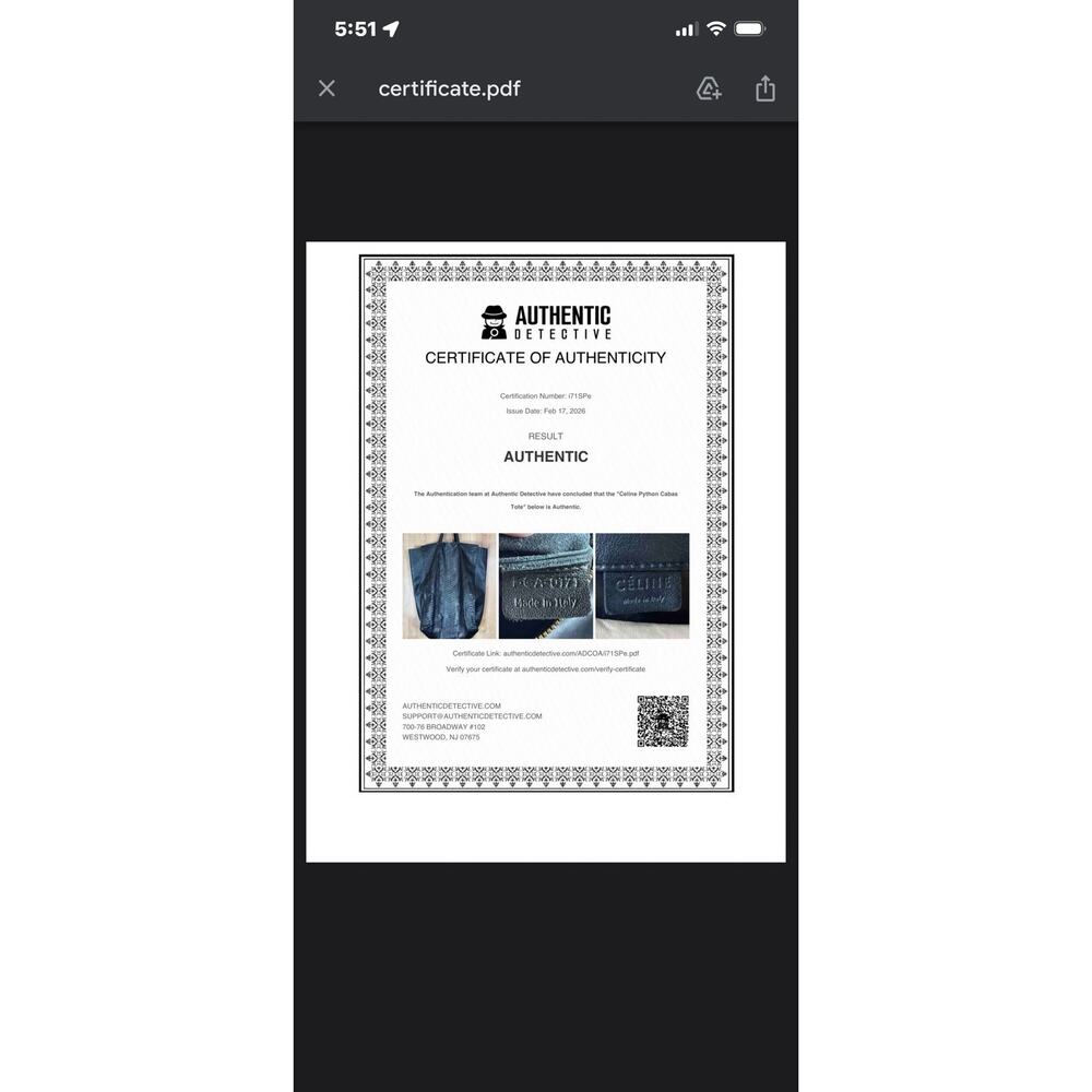 Authenticated Celine Python Leather Black Cabas T… - image 3